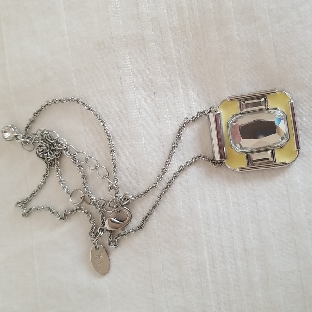 Lia Sophia Silver Yellow Rhinestone Necklace